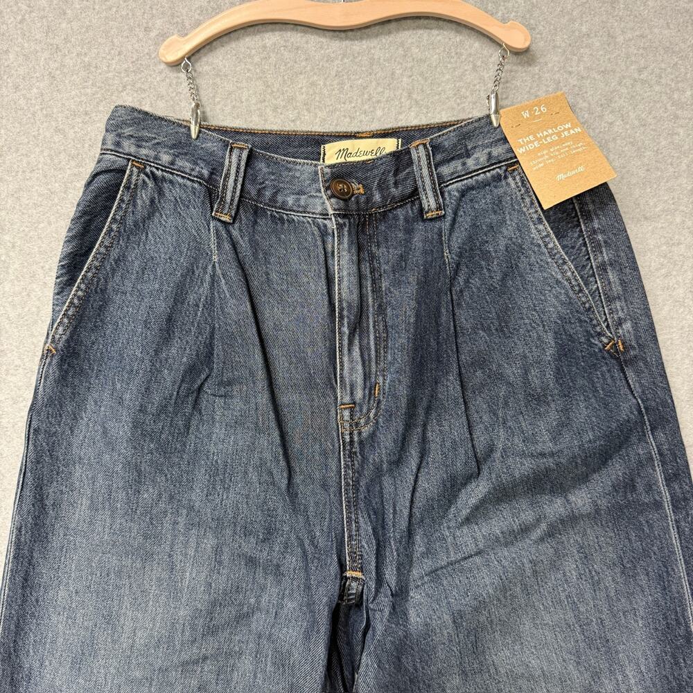 Madewell Women's Straight-Leg Wide Jeans in Dark Blue - Picture 4 of 12